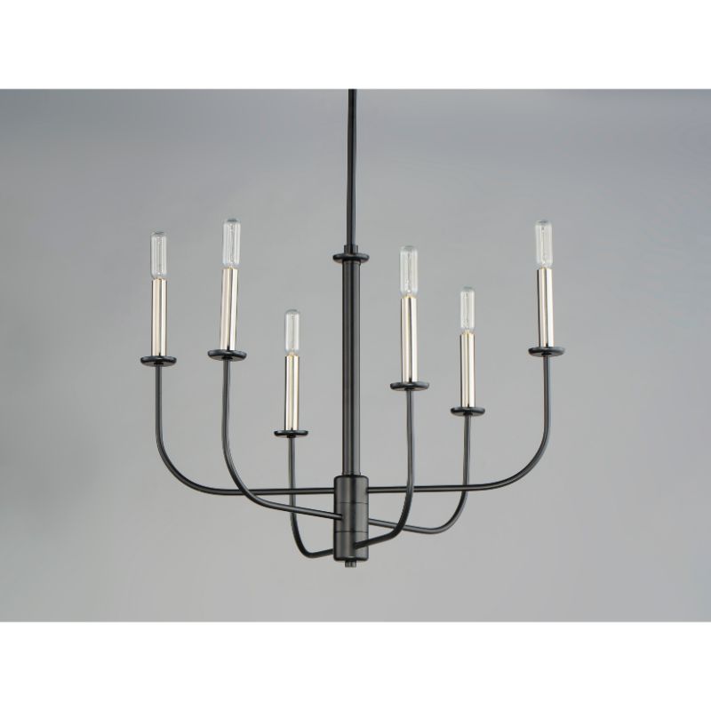 Wesley 24' 6 Light Multi-Tier Chandelier in Black and Satin Nickel