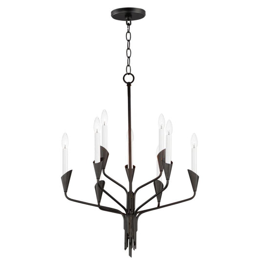 Calyx 24.5" 9 Light Suspension Chandelier in Black