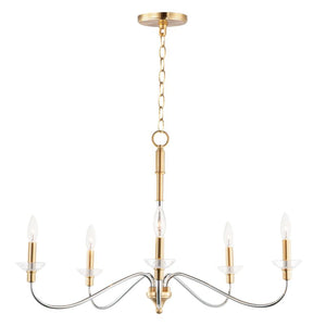 Clarion 32' 5 Light Single-Tier Chandelier in Polished Chrome and Satin Brass