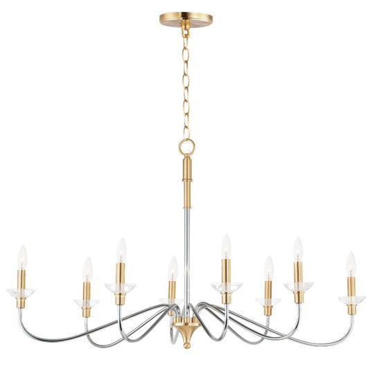 Clarion 38" 8 Light Single-Tier Chandelier in Polished Chrome and Satin Brass