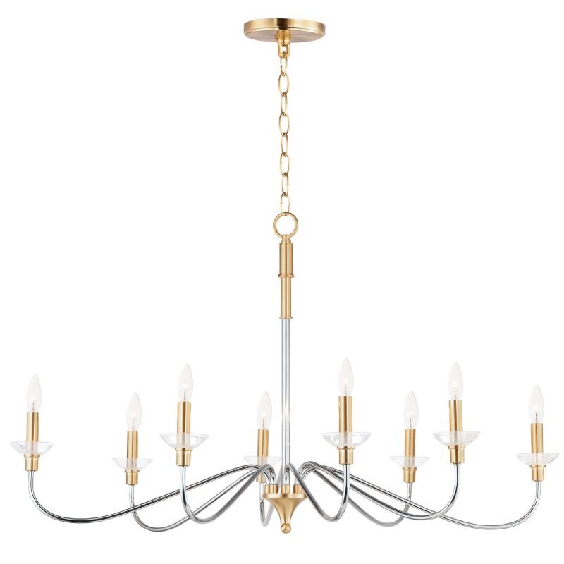Clarion 38' 8 Light Single-Tier Chandelier in Polished Chrome and Satin Brass