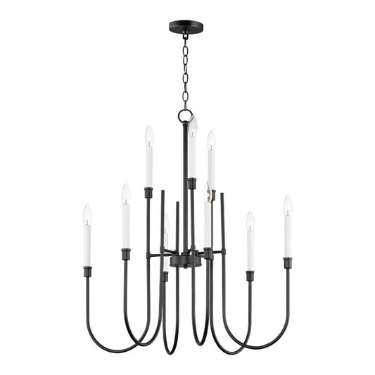 Tux 30" 9 Light Multi-Tier Chandelier in Black