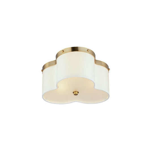 Clover 14" 3 Light Flush Mount in Satin Brass