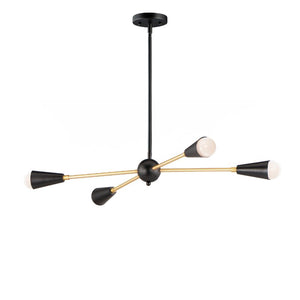 Lovell 16.25' 4 Light Multi-Light Pendant in Black and Satin Brass - Bulbs Included