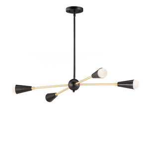 Lovell 16.25' 4 Light Multi-Light Pendant in Black and Satin Brass