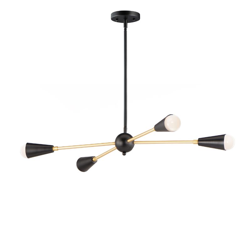 Lovell 16.25' 4 Light Multi-Light Pendant in Black and Satin Brass