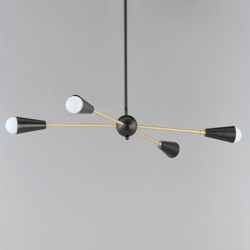 Lovell 16.25' 4 Light Multi-Light/Suspension Pendant in Black and Satin Brass