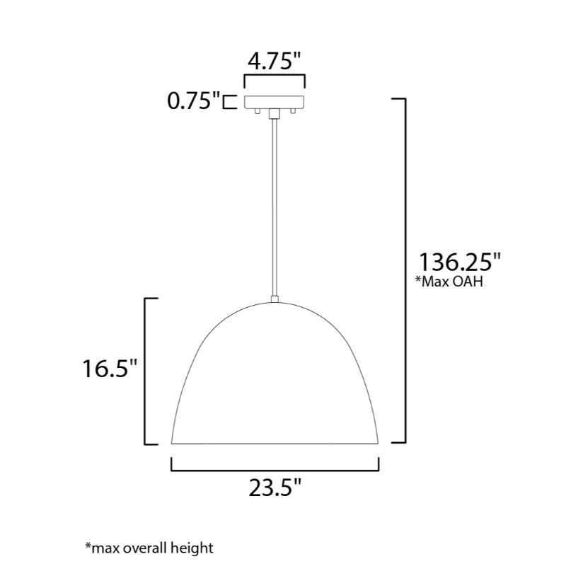 Fungo 23.5' Single Light Suspension Pendant in Black and Satin Brass