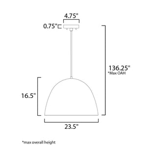 Fungo 23.5' Single Light Suspension Pendant in Dark Grey and Coffee