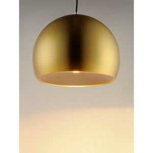 Palla 15.75' Single Light Suspension Pendant in Satin Brass and Coffee