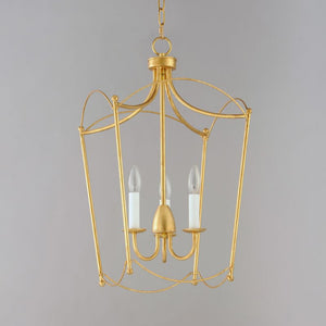 Plumette 14' 3 Light Multi-Light Pendant Suspension Pendant in Gold Leaf