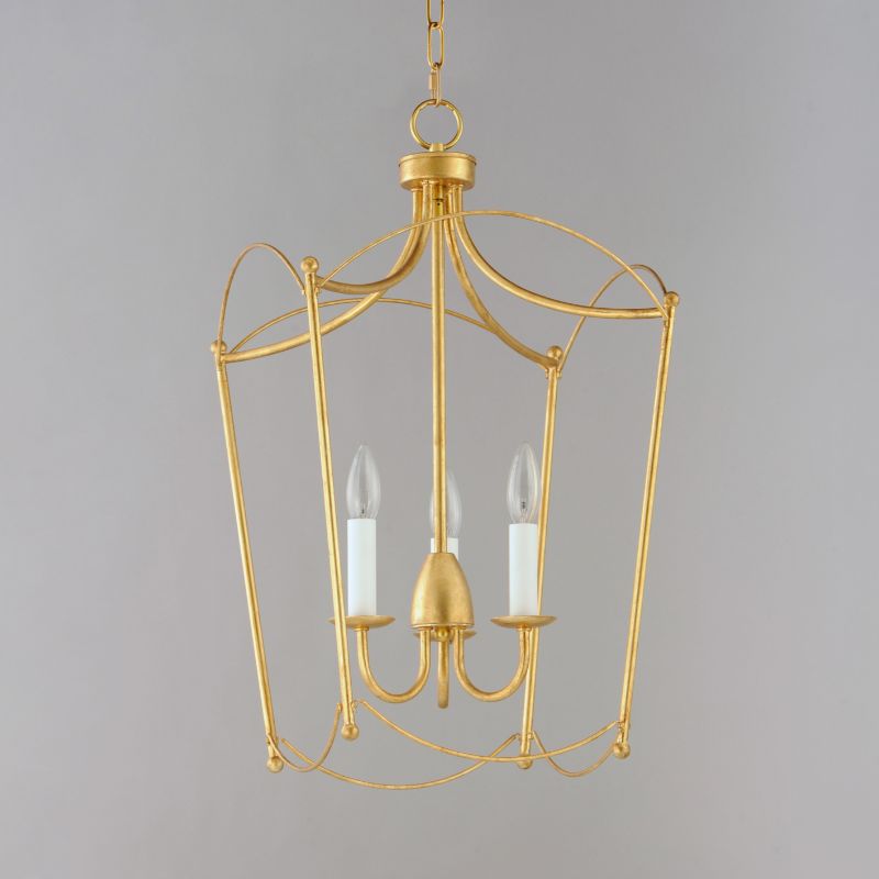 Plumette 14' 3 Light Multi-Light Pendant Suspension Pendant in Gold Leaf