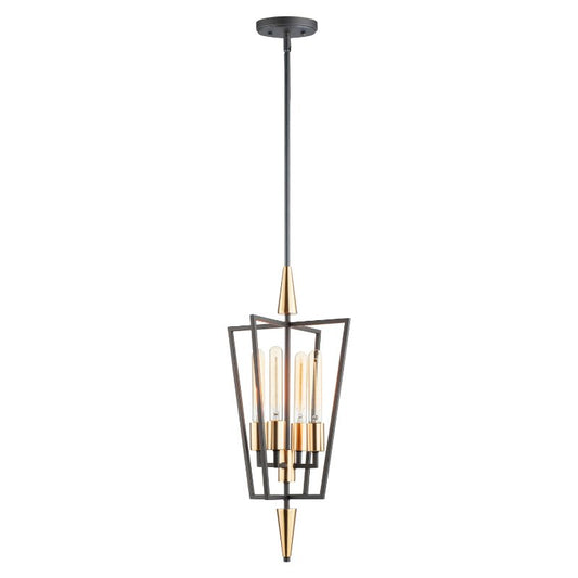 Wings 12" 4 Light Multi-Light Pendant in Black and Satin Brass