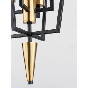 Wings 12' 4 Light Multi-Light/Suspension Pendant in Black and Satin Brass