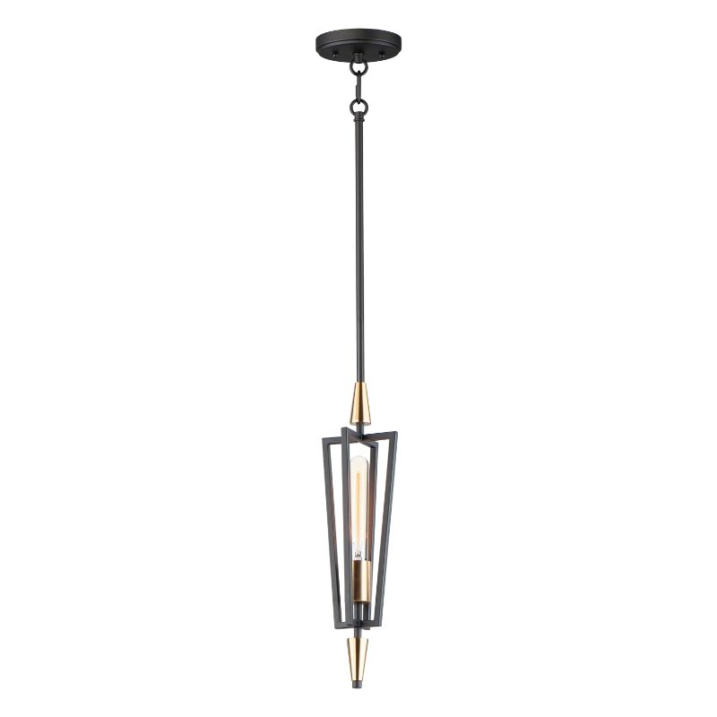 Wings 4.75' Single Light Suspension Pendant in Black and Satin Brass