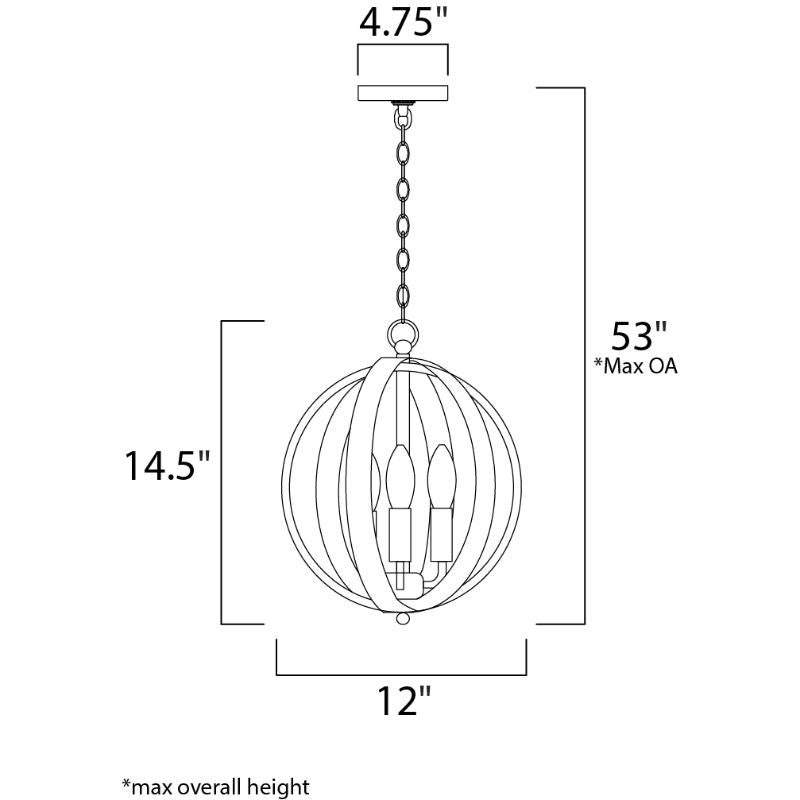Provident 12' 3 Light Single Pendant in Black