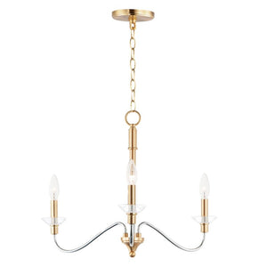 Clarion 24' 3 Light Multi-Light Pendant in Polished Chrome and Satin Brass