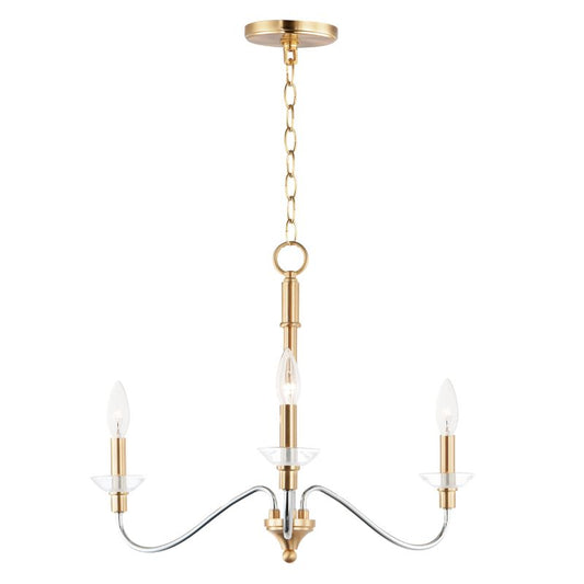 Clarion 24" 3 Light Multi-Light Pendant in Polished Chrome and Satin Brass