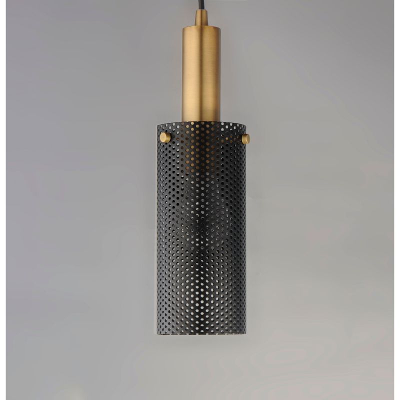 Perf 3.5' Single Light Mini/Single Pendant in Black and Satin Brass