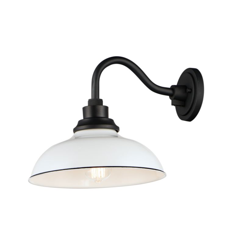 Granville 12' Single Light Outdoor Wall Sconce in White and Black