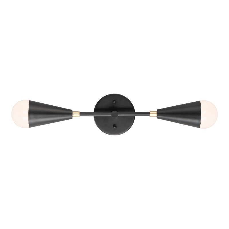 Lovell 18' 2 Light Bath Vanity Wall Sconce in Black and Satin Brass