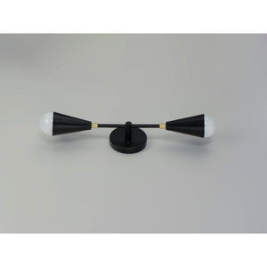 Lovell 18' 2 Light Wall Sconce Bath Vanity in Black and Satin Brass