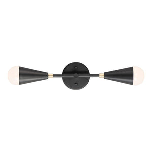 Lovell 18' 2 Light Bath Vanity Wall Sconce in Black and Satin Brass - Bulbs Included