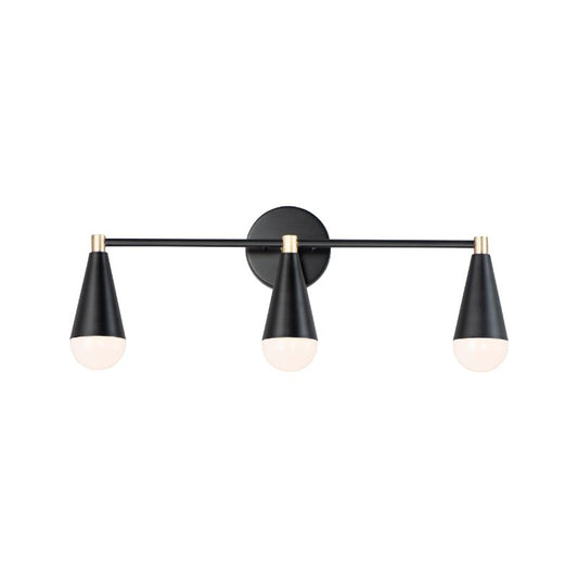 Lovell 9" 3 Light Bath Vanity Wall Sconce in Black and Satin Brass