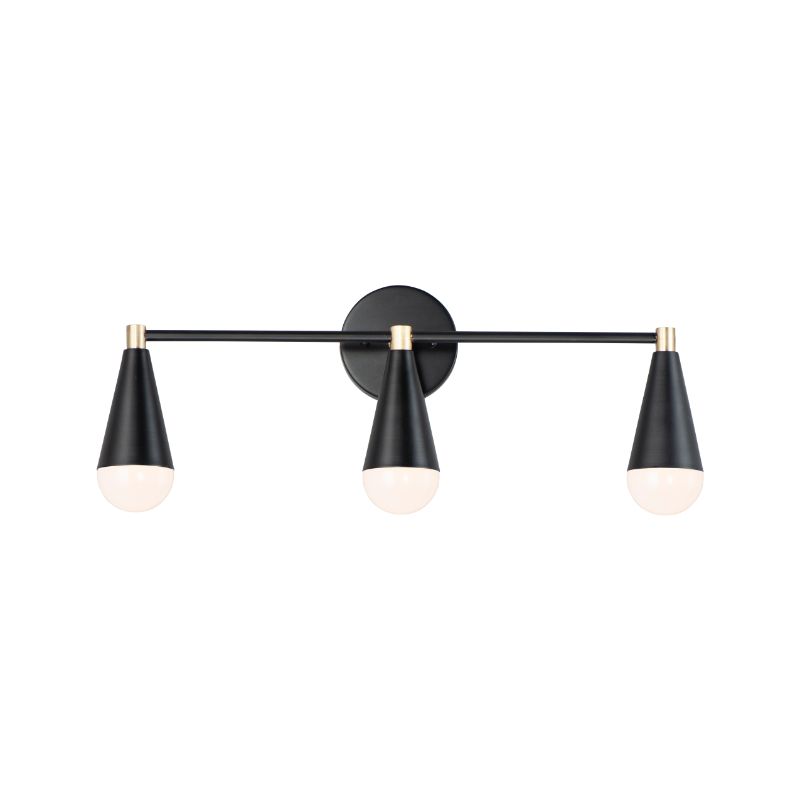 Lovell 9' 3 Light Bath Vanity Wall Sconce in Black and Satin Brass