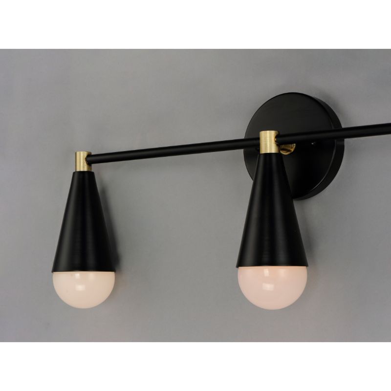 Lovell 9' 3 Light Wall Sconce Bath Vanity in Black and Satin Brass
