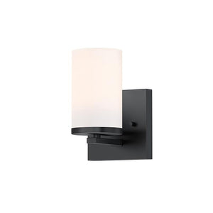 Lateral 7.63' Single Light Bath Vanity Wall Sconce in Black
