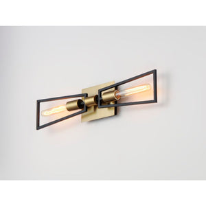 Wings 5' 2 Light Wall Sconce Bath Vanity in Black and Satin Brass
