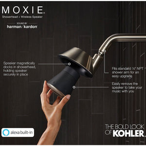 Moxie 2.5 gpm Bluetooth Showerhead Speaker with Amazon Alexa in Matte Black