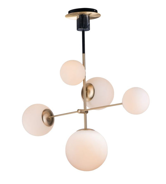 Vesper 15" 5 Light Linear Pendant in Satin Brass and Black