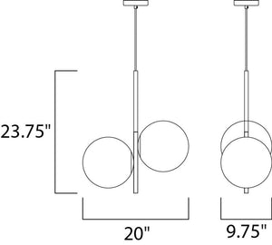 Vesper 9.75' 2 Light Mini-Pendant in Satin Brass and Black