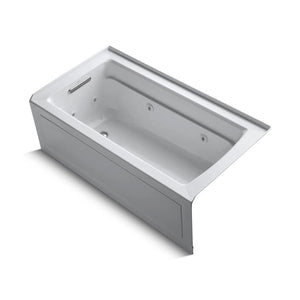 Archer 60' x 32' x 20.25' Alcove Jetted Bathtub in White with Built-in Heater