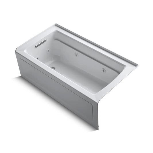 Archer 60" x 32" x 20.25" Alcove Jetted Bathtub in White with Built-in Heater