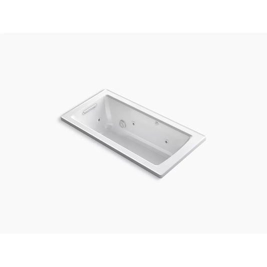 Archer 60" x 30" x 19" End Drain Drop-In Jetted Bathtub in White