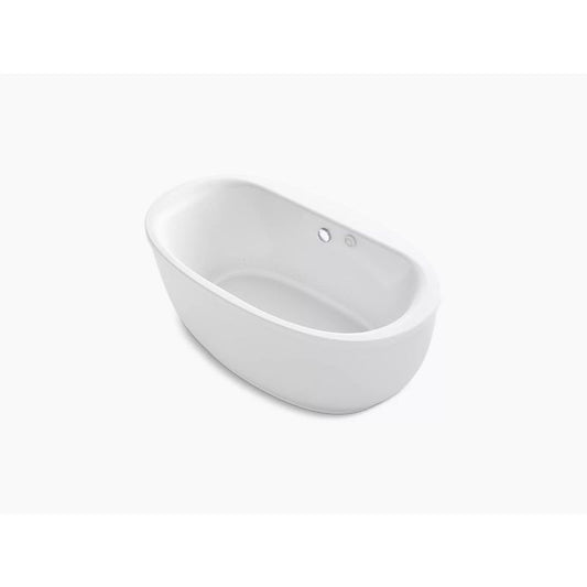 Sunstruck 65.81" x 36" x 24.5" Freestanding Jetted Heated Surface Bathtub in White