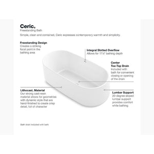 Ceric 64.94' x 31.13' x 22.88' Freestanding Bathtub in White