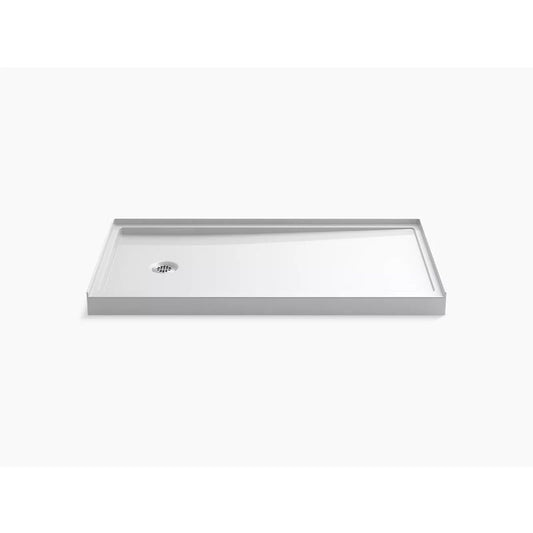Rely 60" x 32" x 4.69" Left Drain Shower Base in White