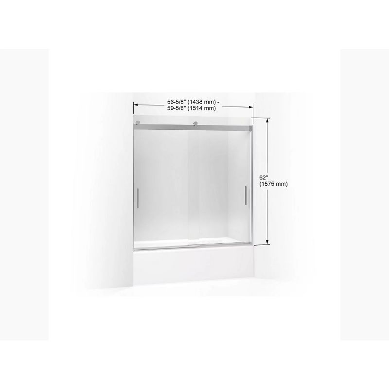 Levity Tempered Glass Sliding Shower Door in Matte Nickel (62' x 56.63')