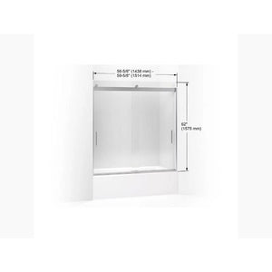 Levity Tempered Glass Sliding Shower Door in Bright Silver (62' x 56.63')