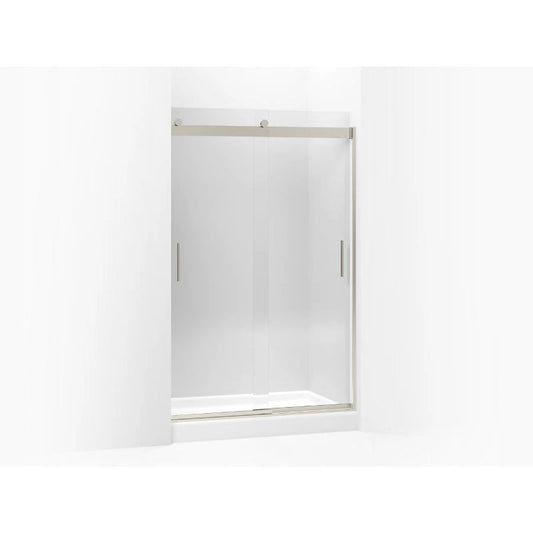 Levity Tempered Glass Sliding Shower Door in Matte Nickel (74" x 43.63")
