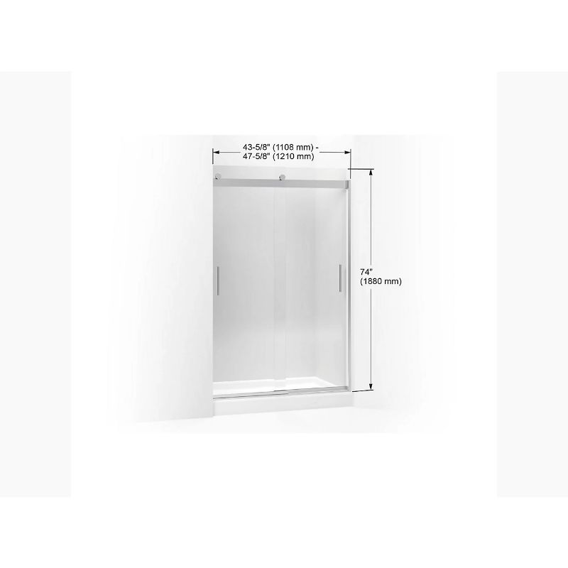 Levity Tempered Glass Sliding Shower Door in Matte Nickel (74' x 43.63')