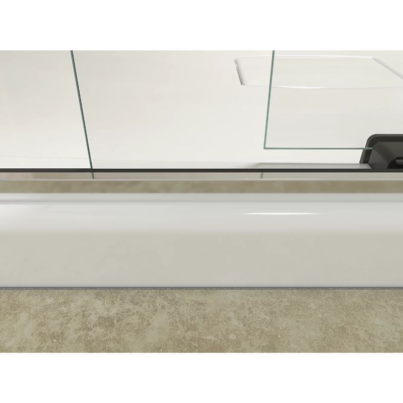 Levity Tempered Glass Sliding Shower Door with Blade Handles in Matte Nickel (74' x 56.63')