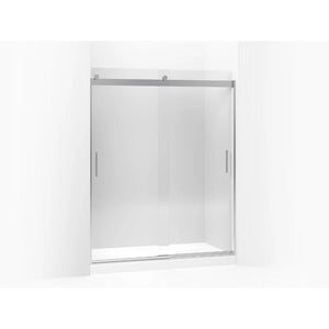 Levity Tempered Glass Sliding Shower Door with Blade Handles in Bright Silver (74' x 56.63')