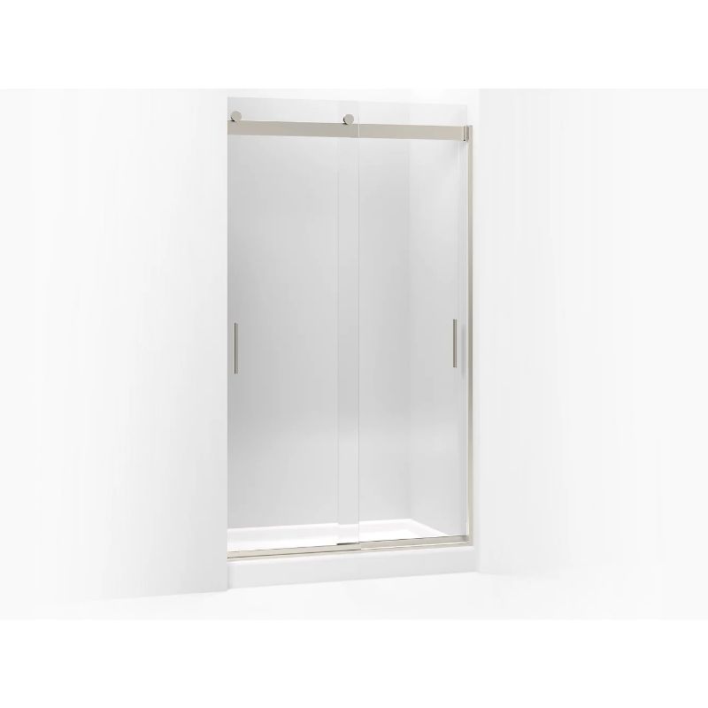 Levity Tempered Glass Sliding Shower Door in Brushed Nickel (82' x 44.63')
