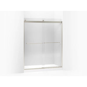 Levity Tempered Glass Sliding Shower Door in Matte Nickel (74' x 56.63')