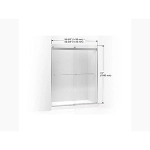 Levity Tempered Glass Sliding Shower Door in Matte Nickel (74' x 56.63')